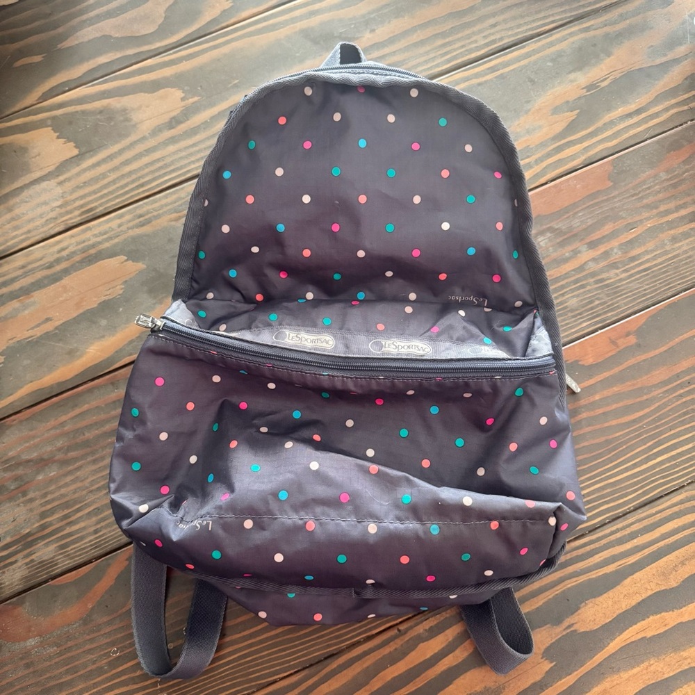 Lesportsac Basic Nylon Backpack Gray Multicolor P… - image 3